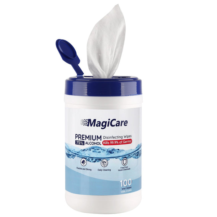 MagiCare 75% Alcohol Wipes (100ct) | Hand Sanitizer Disinfecting Wipes